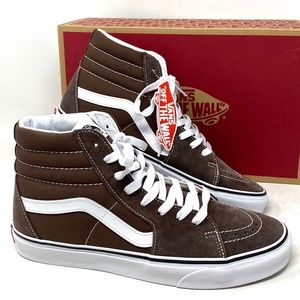 VANS Sk8-Hi Casual Shoe Suede Canvas Skate Sneaker Brown White Women VN0A5JMJ8EE